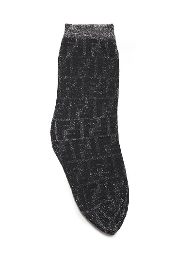 Shop Fendi Allover Ff Motif Socks In Black