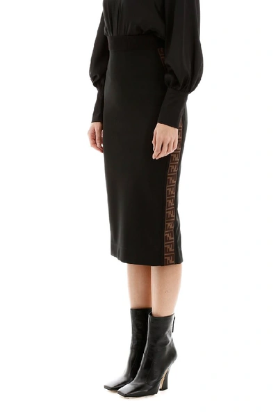 Shop Fendi Ff Logo Stretch Pencil Skirt In Black