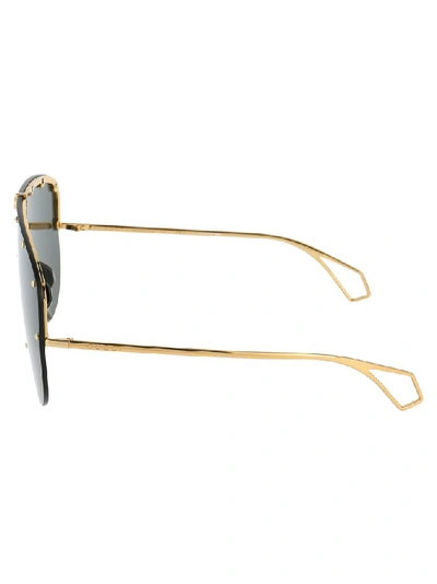 Shop Gucci Eyewear Oversized Mask Sunglasses In Metallic