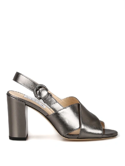 Shop Tod's Slingback Crossover Strap Sandals In Silver