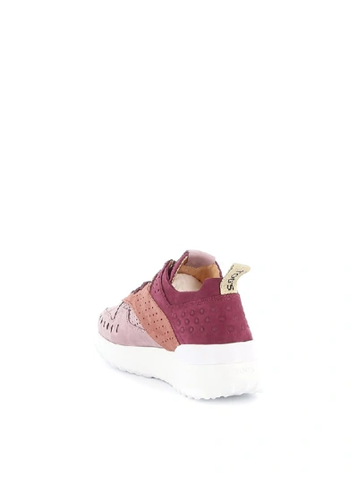 Shop Tod's Perforated Sneakers In Pink
