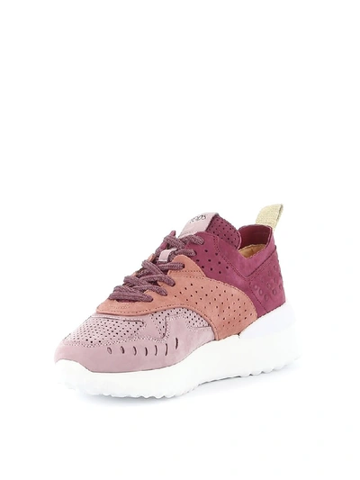 Shop Tod's Perforated Sneakers In Pink