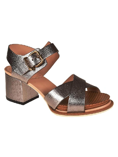 Shop Tod's Crossover Strap Sandals In Silver