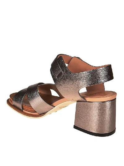 Shop Tod's Crossover Strap Sandals In Silver