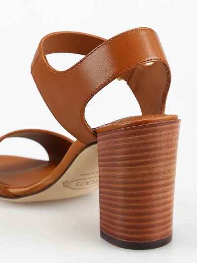 Shop Tod's Buckle Block Heel Sandals In Brown