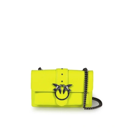 Shop Pinko Love Mini Soft Simply Fluo Yellow Crossbody Bag In Giallo (yellow)