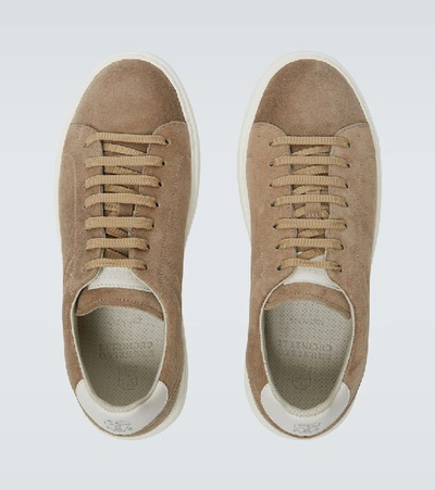 Shop Brunello Cucinelli Suede Tennis Sneakers In Beige