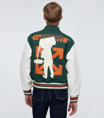 Men's Letterman Barrel Off White Varsity Jacket Green - Jackets Expert