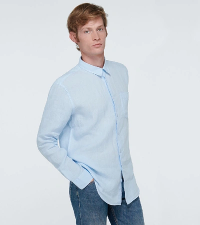 Vilebrequin Linen Solid Classic Fit Shirt In Blue