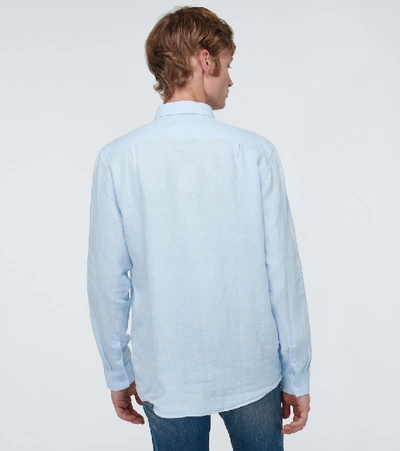 Vilebrequin Linen Solid Classic Fit Shirt In Blue