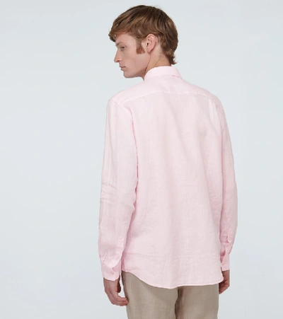 Vilebrequin Caroubis Solid Shirt In Linen In Pink