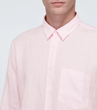 Vilebrequin Caroubis Solid Shirt In Linen In Pink