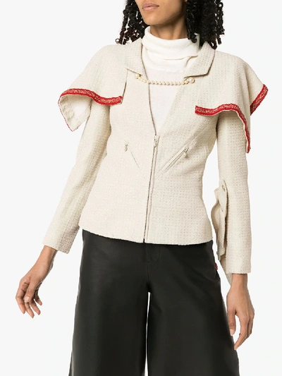 Shop Tiger In The Rain Reworked Chanel Tweed Jacket In White