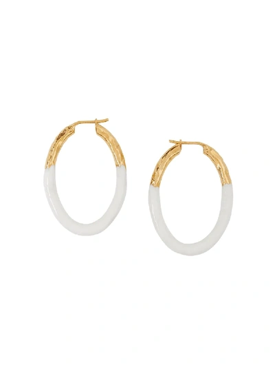 Shop Burberry Enamel-dipped Hoop Earrings In Gold