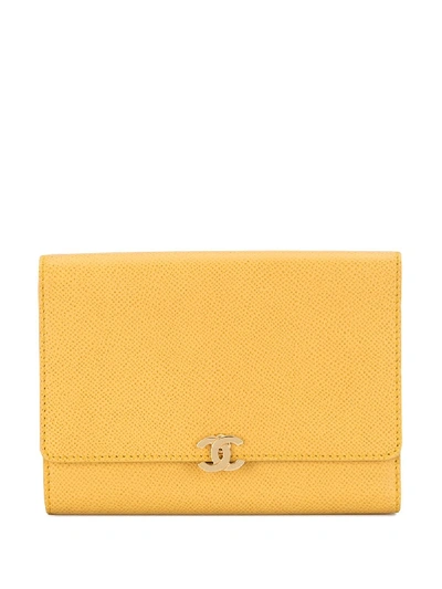 Pre-owned Chanel 1998 Cc Tri-fold Wallet In Yellow