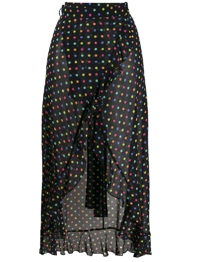 Shop Agent Provocateur Sheer Polka Dot Wrap Skirt In Black