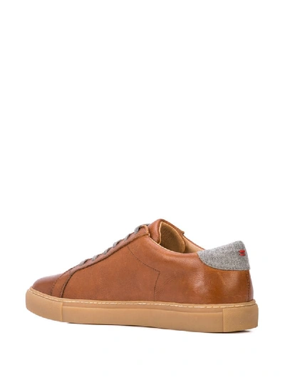 Shop Eleventy Leather Sneakers In Camel