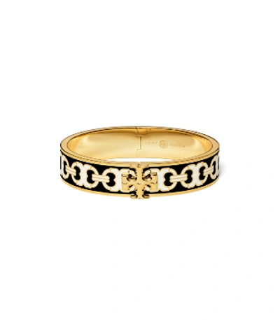 Shop Tory Burch Kira Enameled Bracelet In Tory Gold/black/new Ivory