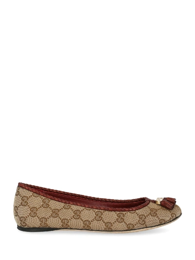 Pre-owned Gucci Ballet Flats In Brown, Burgundy