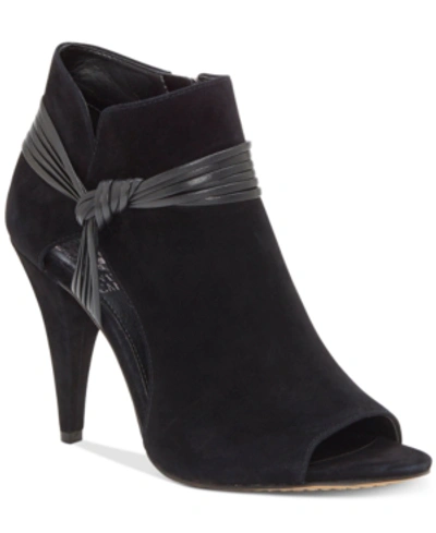 Shop Vince Camuto Annavay Peep-toe Booties Women's Shoes In Black