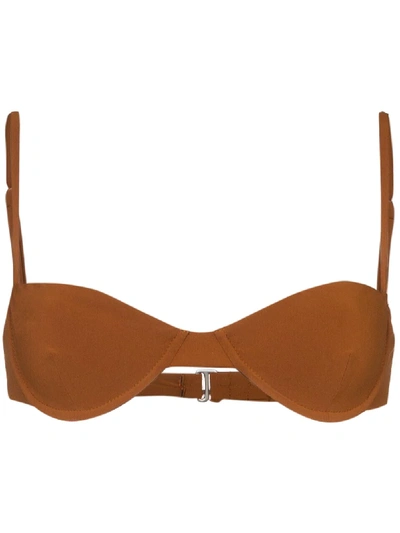 Shop Anemone Balconette Underwired Bikini Top In Brown