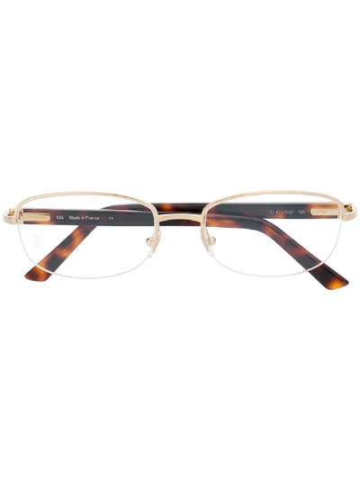Shop Cartier Ct0057o 002 Oval-frame Glasses In Brown