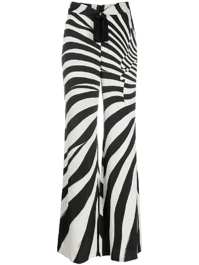 Shop Roberto Cavalli Zebra-print Wide-leg Trousers In Black