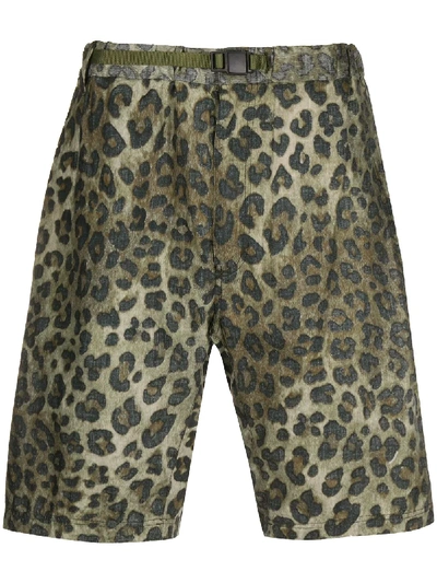 Shop White Mountaineering Leopard Print Easy Shorts In Green