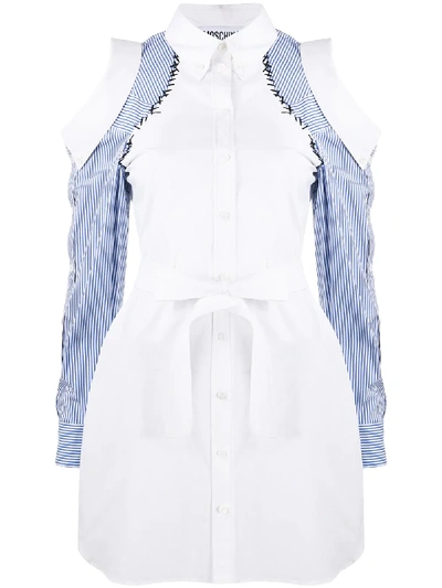 Shop Moschino Cold-shoulder Shirt Dress In White