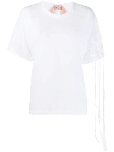 Shop N°21 Bow Sleeve T-shirt In White