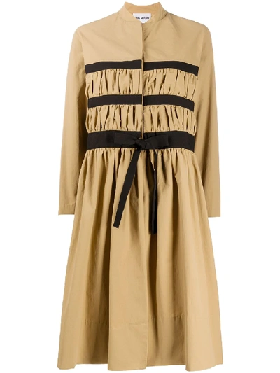 Shop Molly Goddard Gathered Empire Line Midi Dress In Brown