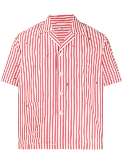 Shop Bode Outline People Striped-print Shirt In Red