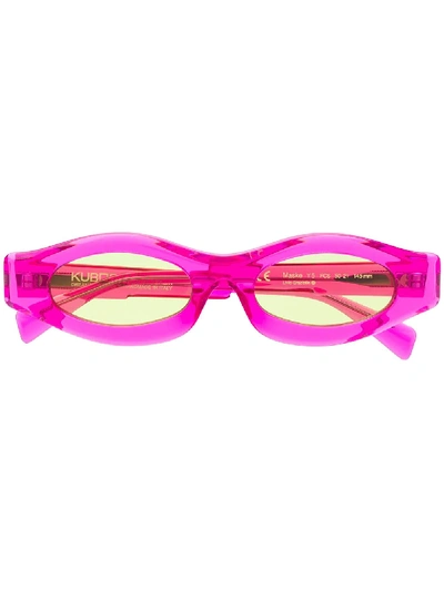 Shop Kuboraum Narrow Oval-frame Sunglasses In Pink