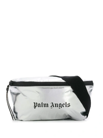 Shop Palm Angels Gothic Logo Belt Bag In Silver