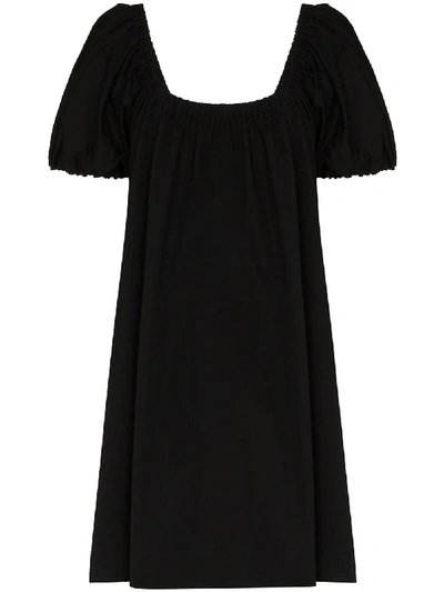 Shop Molly Goddard Honey Off-the-shoulder Gathered Mini Dress In Black