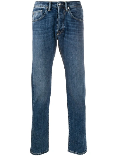 Shop Nine In The Morning Mid-rise Slim Fit Faded Effect Jeans In Blue