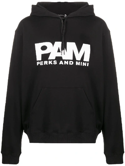 Shop Perks And Mini Logo Print Hoodie In Black