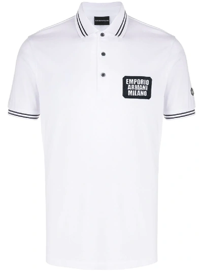 Emporio Armani Logo Patch Polo Shirt In White | ModeSens