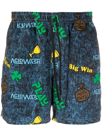 Shop Vans X Fergus Purcell Acid Wash Shorts In Blue