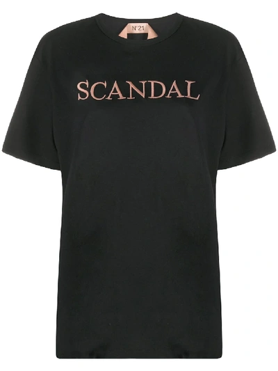Shop N°21 Scandal Embroidered T-shirt In Black