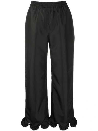 Shop Cecilie Bahnsen Vinne Ruffle-trim Trousers In Black