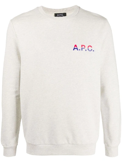 Shop A.p.c. Michel Logo-print Cotton Sweatshirt In Neutrals