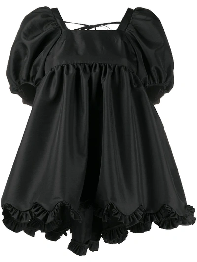 Shop Cecilie Bahnsen Puff-sleeve Ruffle Blouse In Black