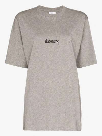 Shop Vetements Handwritten Logo Print Oversized T-shirt In Grey