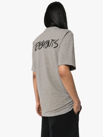 Shop Vetements Handwritten Logo Print Oversized T-shirt In Grey