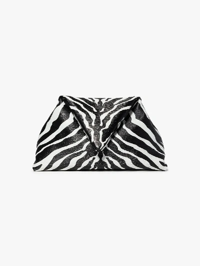 Shop Bottega Veneta Black Zebra Print Leather Envelope Clutch Bag