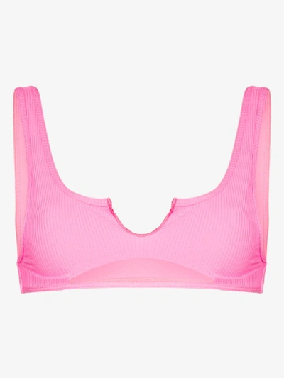 Shop Frankies Bikinis Cole Cutout Bikini Top In Pink