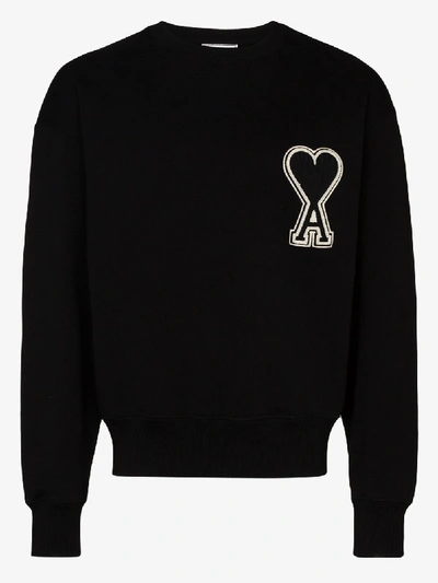 Shop Ami Alexandre Mattiussi Ami Mens Black Ami Mens Black De Coeur Cotton Sweatshirt