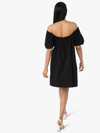 Shop Molly Goddard Honey Gathered Mini Dress In Black
