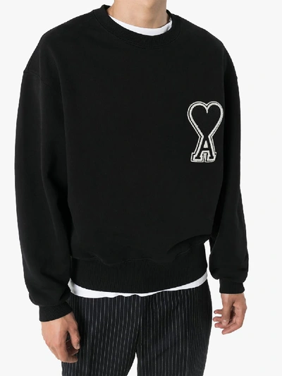 Shop Ami Alexandre Mattiussi Ami Mens Black Ami Mens Black De Coeur Cotton Sweatshirt